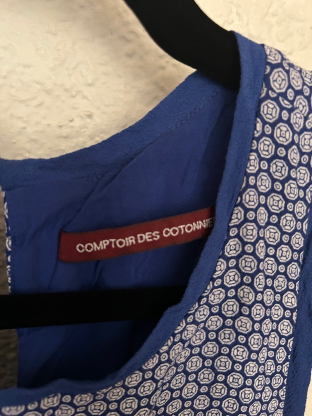 Comptoir Des Cotonniers Blue Printed Sleeveless Shift Dress - Picture 2 of 3
